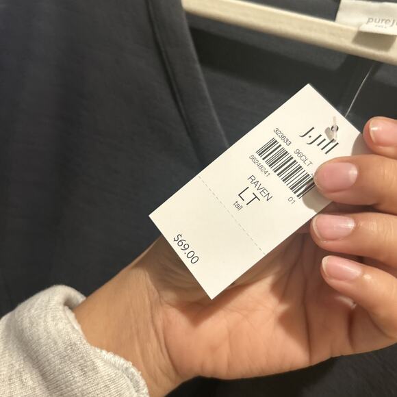 Pure Jill Seamed Slub Top Size Large Tall In Raven - Picture 4 of 7